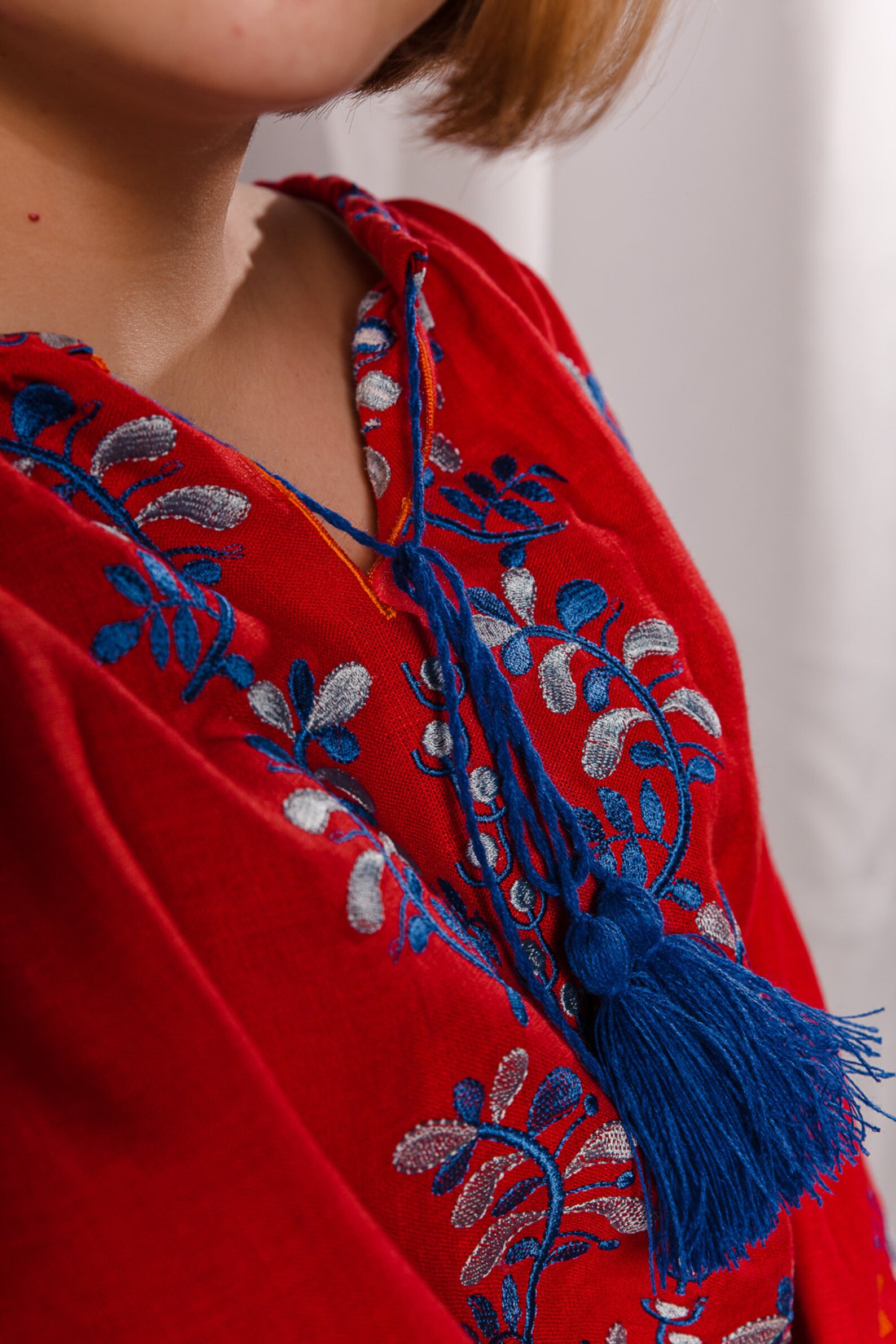 Red Peasant Blouse With Embroidered Peacocks. Ukrainian Blouse Etsy