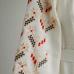 Ukrainian vyshyvanka dress. Embroidered kaftan dress for summer with pockets. Simple wedding dress. IN STOCK image 7