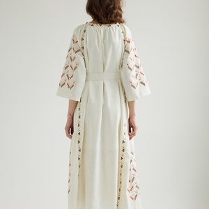 Ukrainian vyshyvanka dress. Embroidered kaftan dress for summer with pockets. Simple wedding dress. IN STOCK image 2