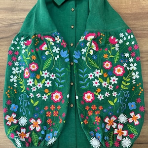 Forest Embroidered Linen Blouse in Mexican Style. Ukrainian Embroidered ...