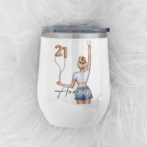 Custom Birthday Wine Tumbler, Personalized 21st Birthday Gift,  Personalized Birthday Wine Glass, Custom Wine Tumbler, Birthday Gifts