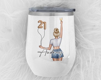 Custom 21st Birthday Wine Tumbler: Personalized Stainless Steel Gift