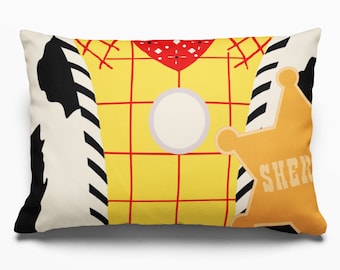 Toy Story Pillowcase with Name: Custom Kids Room Decor, Minimalist Woody Pillow