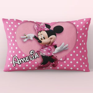 Minnie Pillowcase for Girls Room, Personalized Disney Pillowcase, Custom Gift for Girl, Disney Themed Room, Minnie Pillow