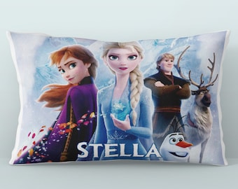 Frozen Pillow, Personalized Frozen Pillowcase, Custom Disney Gift, Frozen Themed Room, Personalized Pillowcase with Elsa, Anna, Sven, Olaf