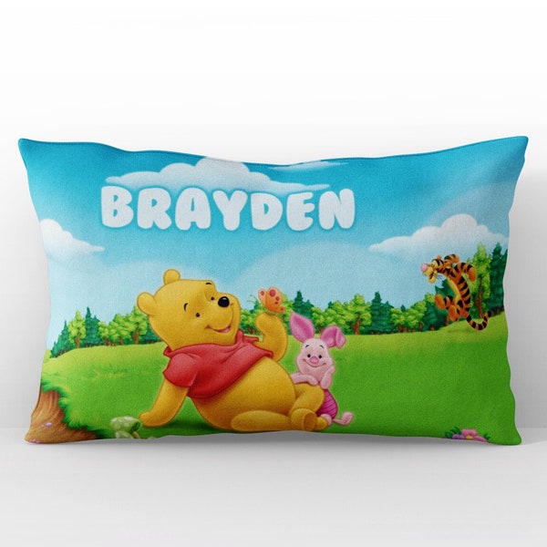 Pooh Pillowcase, Pooh Bear Pillowcase, Custom Pooh Bear Gift, Pooh Themed Room, Personalized Kids Pooh Pillow Case, Fast Shipping