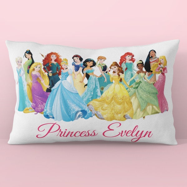 Princess Pillow for Girls Room, Personalized Disney Princess Pillowcase, Custom Gift for Girl, Disney Themed Room, Princess Pillowcases