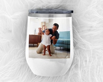 Personalized Photo Wine Tumbler: Custom Stainless Steel Mug Photo Gift