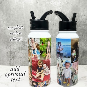 Custom Photo Water Bottle, Photo Tumbler, Personalized Photo Gift for Mom, Gift for Dad, Personalized Flip Top Waterbottle, Fathers Day Gift