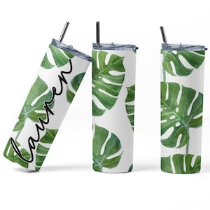 Monstera Leaf Insulated Tumbler: Custom Plant Mom Gift