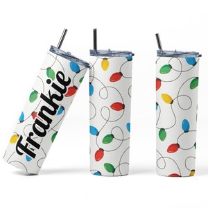 Personalized Christmas Lights Tumbler: Holiday Travel Mug, Custom Christmas Gifts
