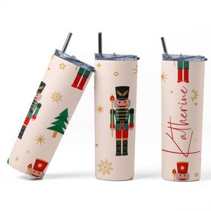 Christmas Nutcracker Doll, Custom Christmas Tumbler, Personalized Christmas Mug, Family Holiday Tumblers, Winter Travel Mug, Nutcracker Gift