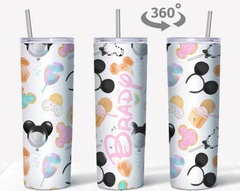 Disney Skinny Tumbler, Disney Pattern Custom Tumbler, Disney Tumbler, Gift for Disney Lover, Personalized Kids Tumbler, Disney Gifts