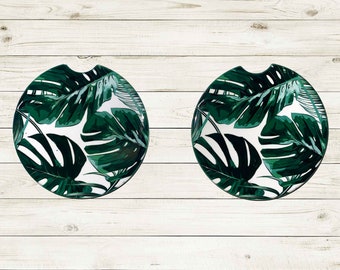 Sandstone Coaster Green Car Coaster Car Coaster Hawaiian Coaster Palm Leaves Coaster Tropical Car Coaster Coaster Set Option
