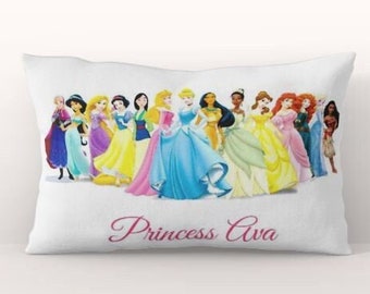 Princess Pillow for Girls Room, Personalized Disney Princess Pillowcase, Custom Gift for Girl, Disney Themed Room, Princess Pillowcases