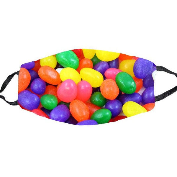 Jelly Bean Mask with Filter Included, Easter Candy Face Mask, Washable Masks for Easter, Mask with Jelly Beans on it, Stocking Stuffer