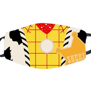 Woody Face Mask with Filter: Washable Toy Story Design