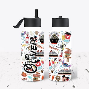Disney Cruise Tumblers, Custom Disney Insulated Water Bottle, Personalized Kids Straw Lid Tumbler, Disney Travel Bottle Flip-Top Lid
