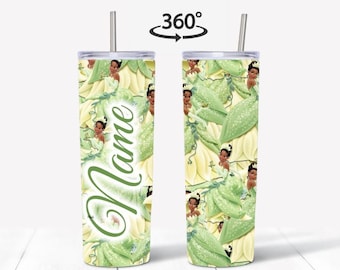 Princess and the Frog Skinny Tumbler, Tiana Gifts, Disney Tumbler, Gift for Disney Princess Lover, Personalized Kids Tumbler, Disney Gifts