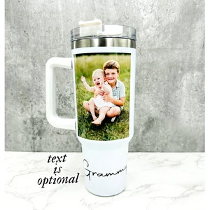 Personalized Photo Tumbler with Handle: Custom 40oz Gift Mug, Photo Gifts