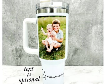 Photo Tumbler with Handle, Custom Gift for Mom, Personalized Photo Mug, Custom 40oz Insulated Cup with Straw, Mothers Day Gift, Gift for Her