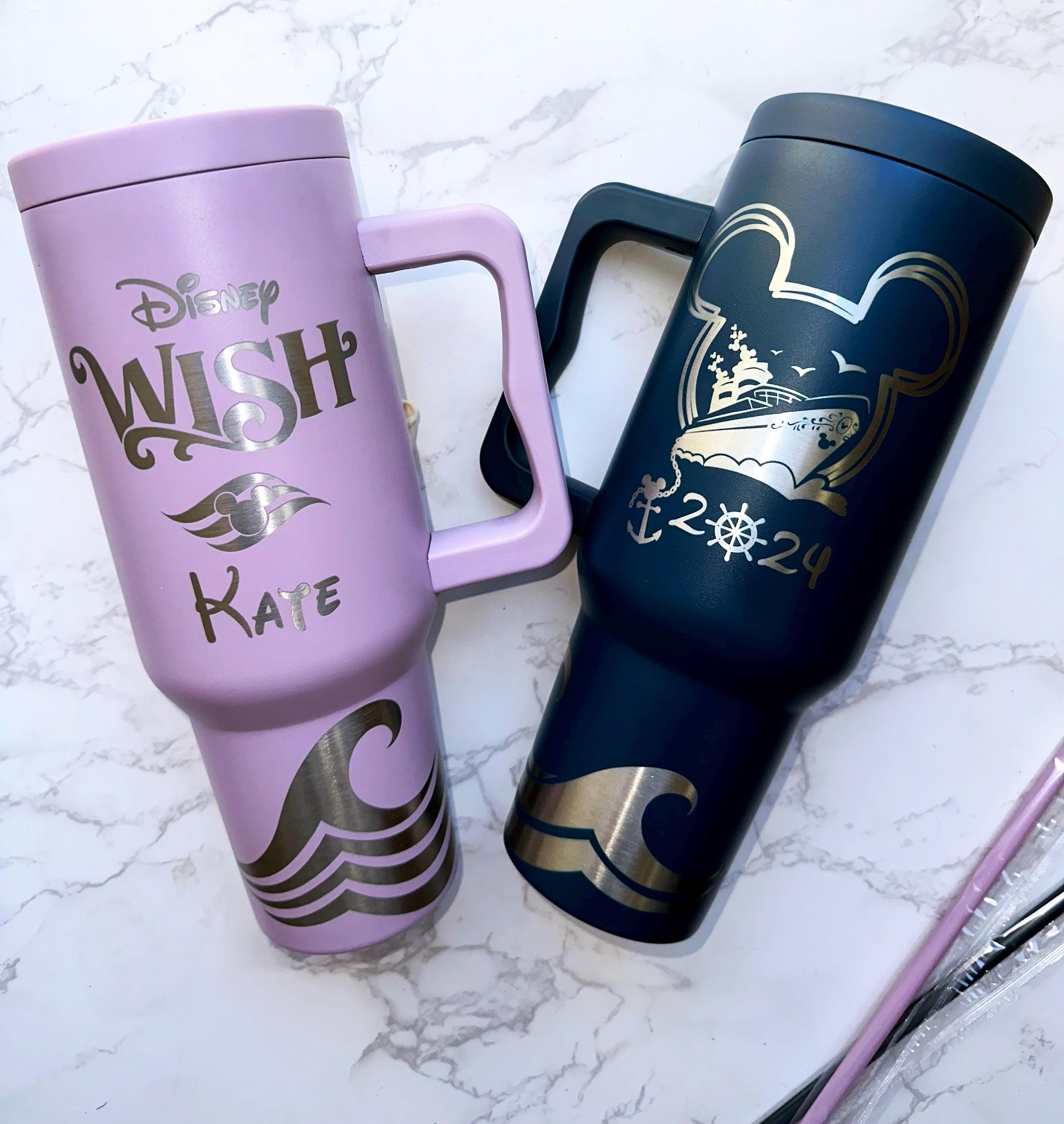 Disney Cruise Engraved Tumbler, Custom 40oz Tumbler With Handle