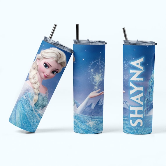 Personalized Elsa Tumbler: Frozen Stainless Steel Water Bottle With Straw