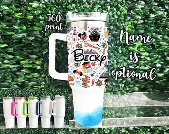 Disney Cruise Tumblers, Custom 40oz Insulated Cup with Straw, Personalized Disney Cruise Mug, 40oz Handle Disney Tumbler, Disney Cruise Gift