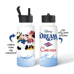 Disney Cruise Tumblers, Custom Cruise Disney Insulated Water Bottle, Personalized Kids Non Spill Tumbler, Disney Travel Bottle Flip-Top Lid