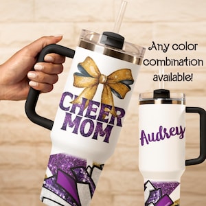 Personalized Cheer Mom 40oz Tumbler: Custom Name Travel Mug, Cheerleading Gift