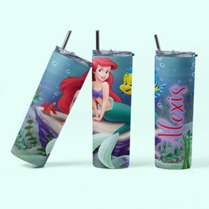 Ariel Personalized Gift, Custom Disney Princess Birthday Gift for Girl, Little Mermaid Tumbler, Ariel Cup w Name, Little Mermaid Cup