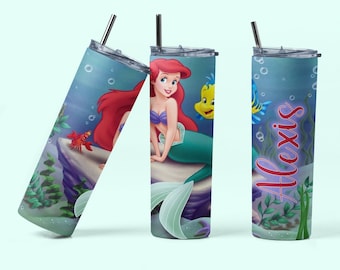 Ariel Tumbler: Little Mermaid Stainless Steel Cup with Name