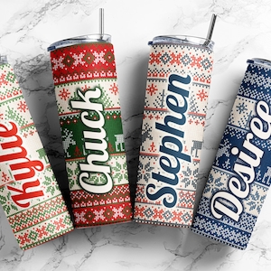 Custom Ugly Sweater Christmas Tumbler: 20oz Stainless Steel Travel Mug