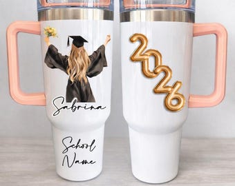 Personalized Graduation Tumbler | Custom Grad Gift | Class of 2026 Tumbler | Graduation Gift for Her | Personalized School & Name Cup