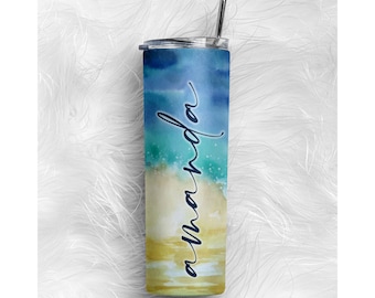 Beach Tumbler with Name: Beach Vacation Custom Mugs