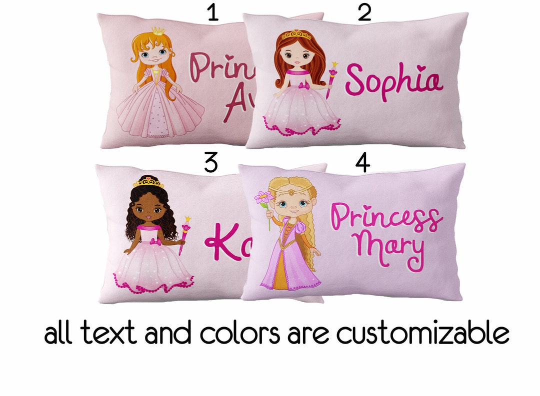 Princess Pillowcase Personalized Princess Pillow Custom Birthday Gift Princess Room Personalized Kids Pillowcase Etsy UK