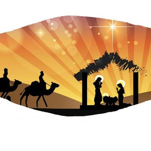 Nativity Scene Mask: Washable Christian Face Covering with Filter