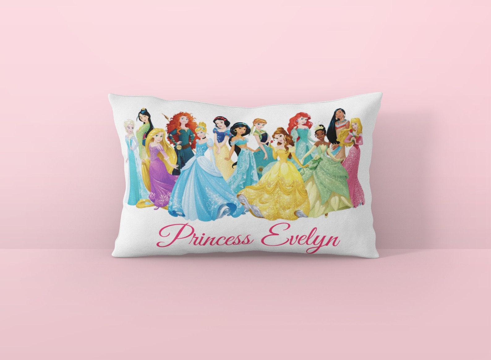 Princess Pillow for Girls Room Personalized Disney Princess Etsy