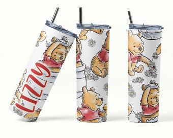 Personalized Winnie The Pooh Tumbler: Custom 20oz Stainless Steel Cup