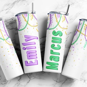 Personalized Mardi Gras Tumbler: New Orleans Trip Mug, Fat Tuesday, NOLA Gift