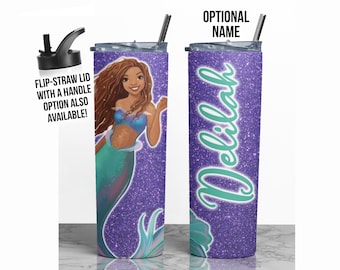 Ariel Tumbler with Name: New Little Mermaid Water Bottle