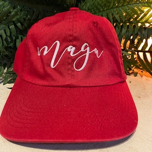Ladies' Embroidered MAGA Hat: Garment-Washed Cotton Twill, Low Profile Dad Cap