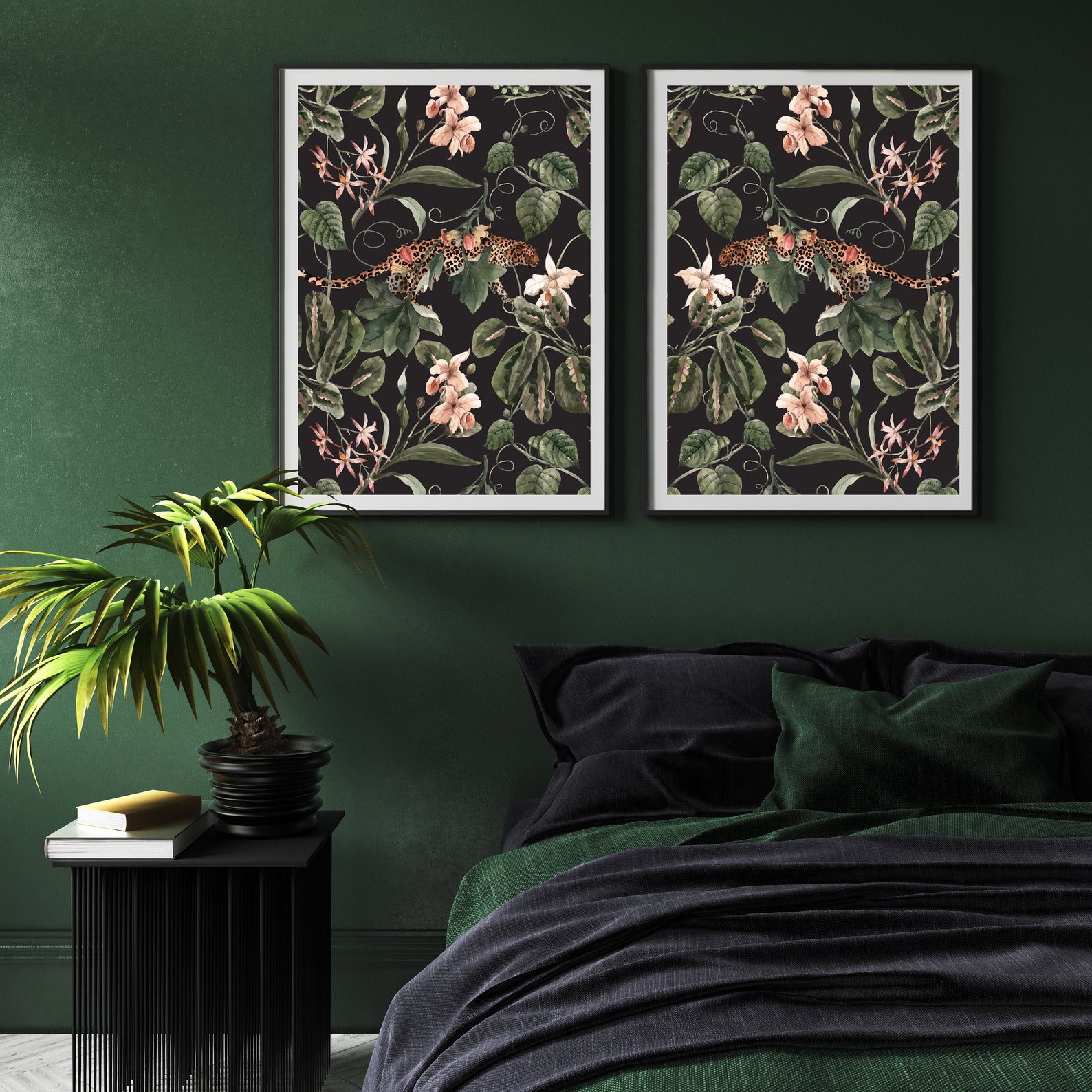 Exotic Wall Art Set of 2 Printable Moody Botanical Wall Art Etsy