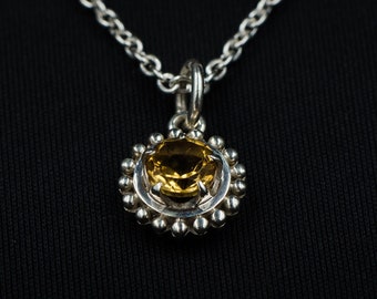 Citrine Pendent Necklace, handmade necklace in 92.5  hypoallergenic silver, extremely light for everyday use, minimalist