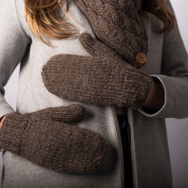 Handschuhe, Fleece gefüttert, handgemacht aus 100% feiner Schafwolle namens TOUCH