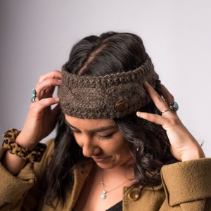 Cable Knit Ear Warmer Headband with fleece lining