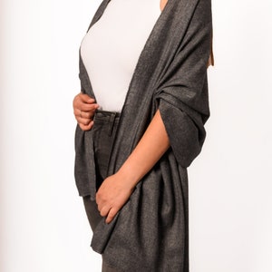 The classic Woollen Shawl- Charcoal Gray