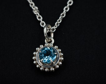 Blue Topaz Pendent, handmade necklace in 92.5  hypoallergenic silver, extremely light for everyday use