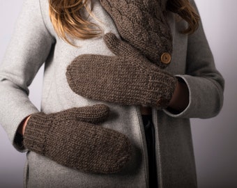 Mittens, Fleece lined, hand made from 100% fine sheep wool called TOUCH