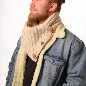 Wool Scarfs, wool Neck warmer, Lined Unisex hand knitted from 100% sheep wool called The Shield
